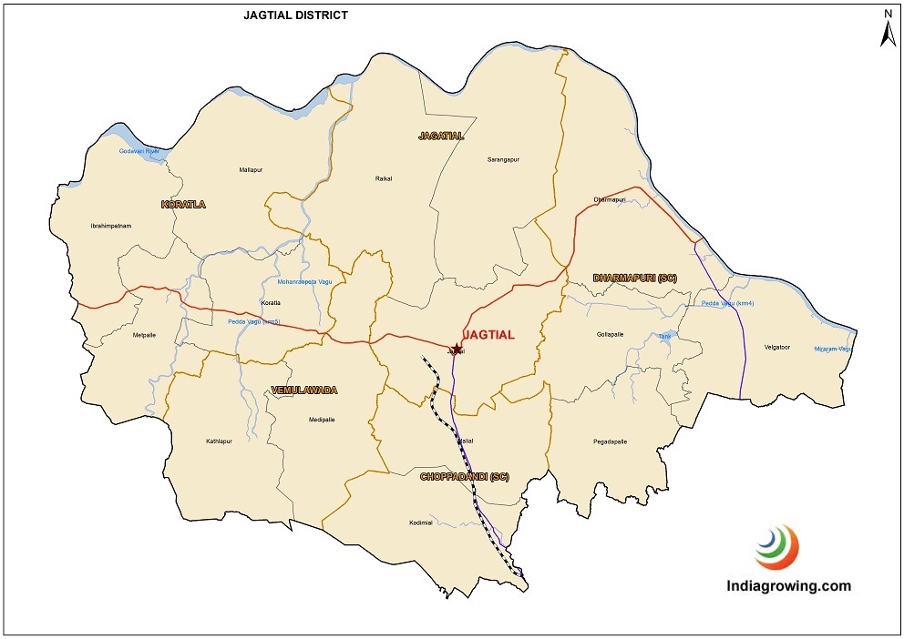 Jagtial District Map 